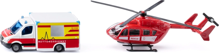 Siku Super – Mercedes-Benz Ambulance and EUROCOPTER EC145 Helicopter, Set 1:87