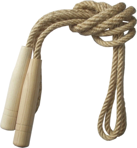 Jute jump rope with wooden handles 3 m - 1 piece