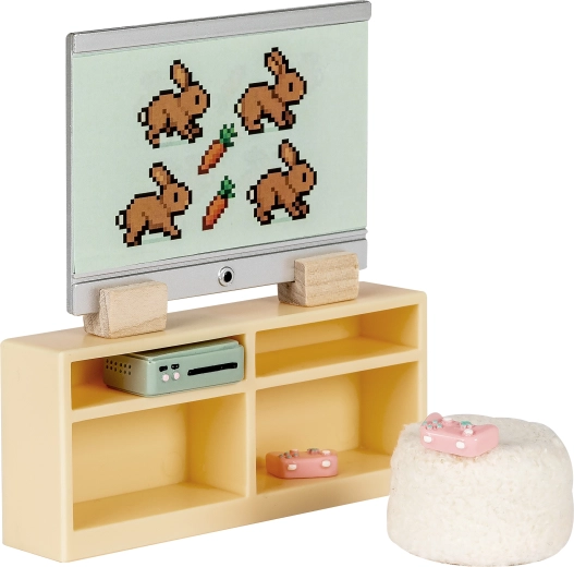 Lundby TV furniture set with television for a dollhouse
