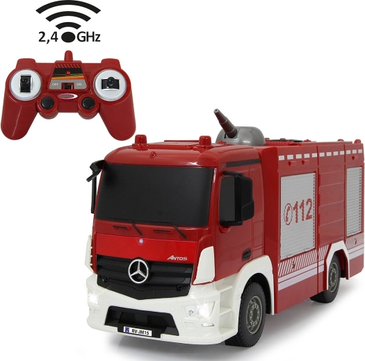 Радиоуправляем пожарен автомобил Jamara Mercedes-Benz Antos 1:26 с функция за пръскане, 2,4 GHz