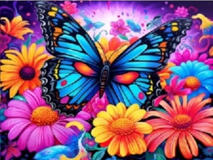 Norimpex Paint by Numbers Colorful Butterfly in Flowers 40 × 50 cm