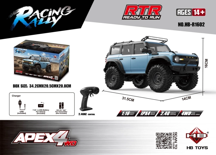 APEX 4 Off-Road RC Car 1:16 Blue