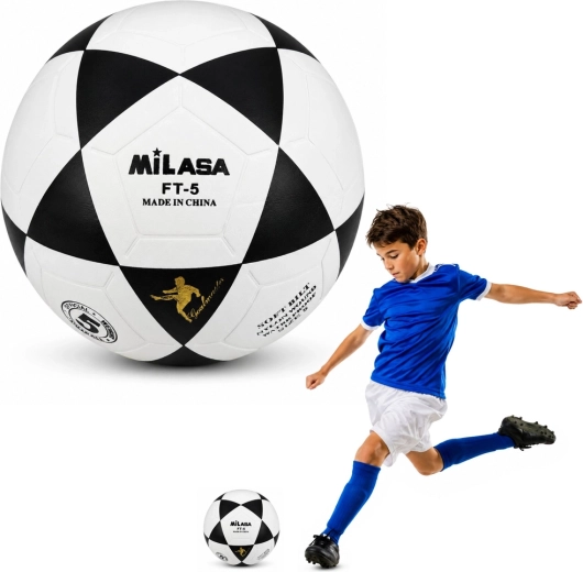 Milasa training soccer ball size 5, 22 cm, black and white