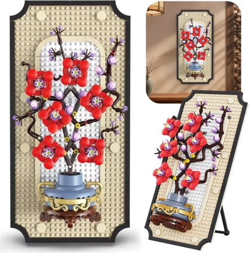 Decorative building set: flowers in a vase in a frame