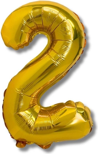 Foil balloon number 2, 40 cm, gold
