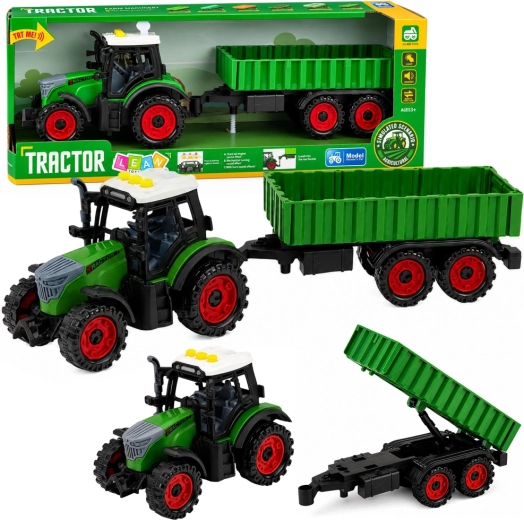 Children’s farm tractor with trailer, friction drive, lights and sounds 35 cm