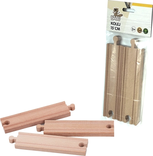 BABU wooden straight tracks 15 cm – set of 2 pcs
