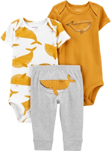 Carter's 3-piece baby set – 2× short-sleeve bodysuits and leggings Green Firefly, neutral