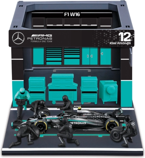 Bburago Formula Racing F1 Pit Pass комплект Mercedes-AMG Petronas W16 2025 Kimi Antonelli 1:43