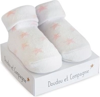 Doudou детски чорапки за момиченце 0–6 месеца – бели със звездички