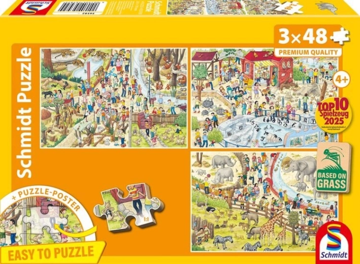 Puzzle Fun at the Zoo 3×48 pieces SCHMIDT