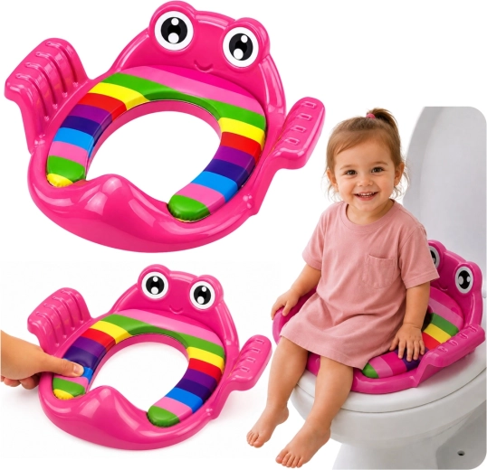 Children's toilet seat reducer for WC with soft seat and handles, pink - 1 piece