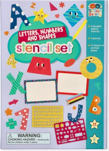 Letter, Number, and Shape Stencils with Crayon Set