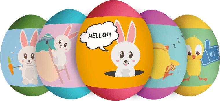 Heat-shrink stickers for Easter eggs – cheerful animals (9 pcs)