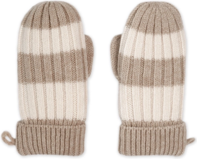 Lodger ръкавици stripe merino бежови, размер 1–2 години - 1 брой