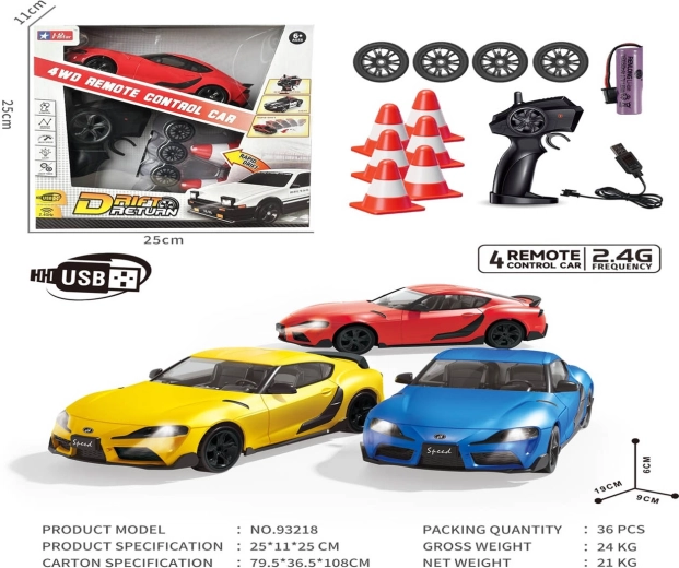 Yellow SPEED drift car with accessories