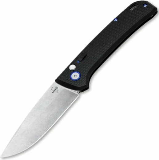 Böker Plus FRND Silver автоматичен джобен нож 8,5 см, stonewash, черен, Grivory