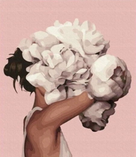 Norimpex Paint by Numbers Woman with White Flowers 40 × 50 cm