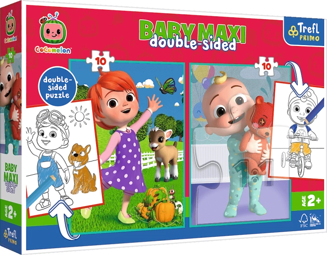 Двустранни пъзели COCOMELON – приятели, TREFL Baby Maxi 2×10 части