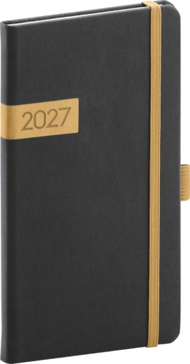 Notique pocket diary Twill 2027 black-gold 9 x 15.5 cm
