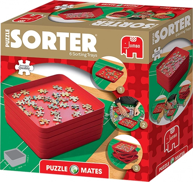Комплект сортиращи тавички за пъзел – 6 купички, червени, 20 × 20 cm JUMBO PUZZLE MATES