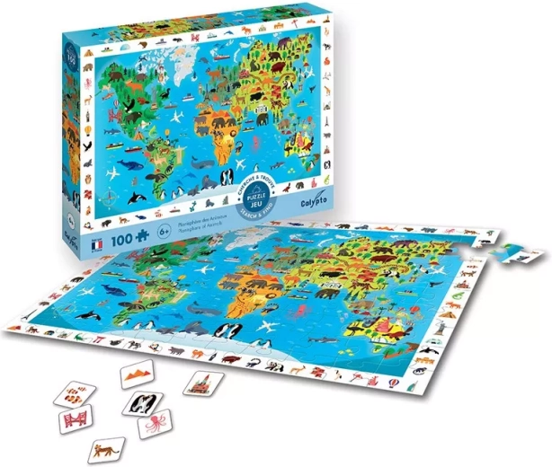 Sentosphere world map puzzle with animals