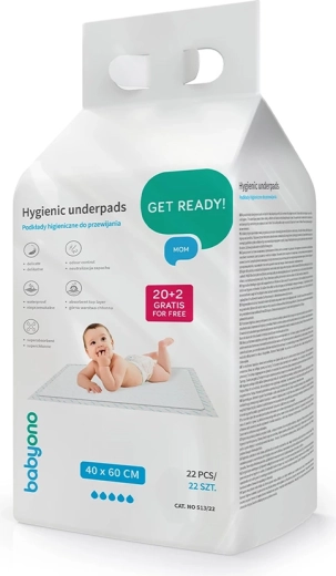 Хигиенни подложки за повиване BABYONO 40 × 60 см, 22 бр.