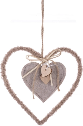 Hanging heart decoration, brown, 16 cm