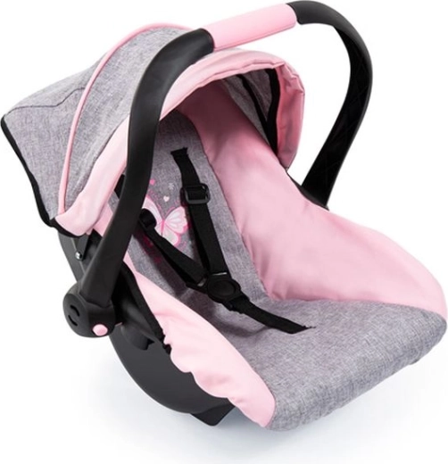 Bayer doll car seat with canopy, grey-pink