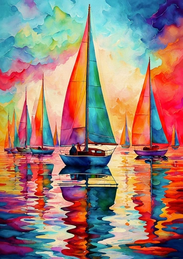 Enjoy Puzzle Colorful Sailboats 1000 Pieces