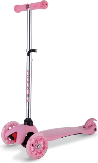 Розова триколесна тротинетка с LED колела