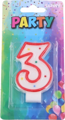 Парти свещ цифра 3 червена