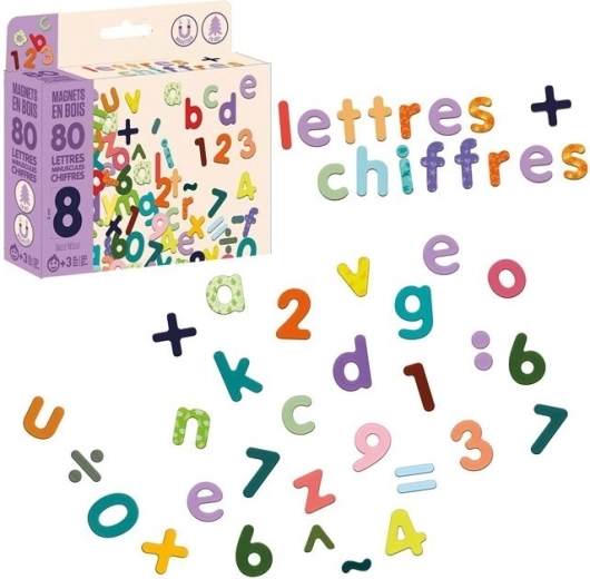 Jeujura wooden magnetic lowercase letters and numbers (80 pcs)