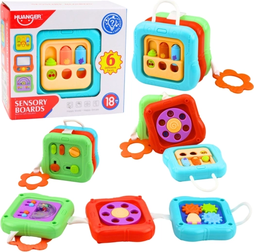Sensory educational cube – 6 activities, busy boards
