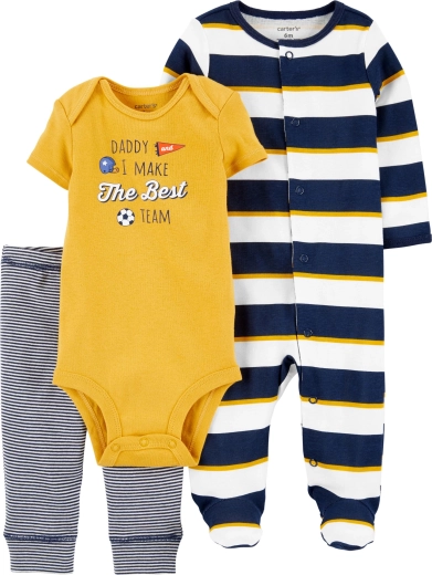 CARTER'S 3-piece set: romper, short-sleeve bodysuit and Daddy sweatpants for a boy – Size 56 (nb)