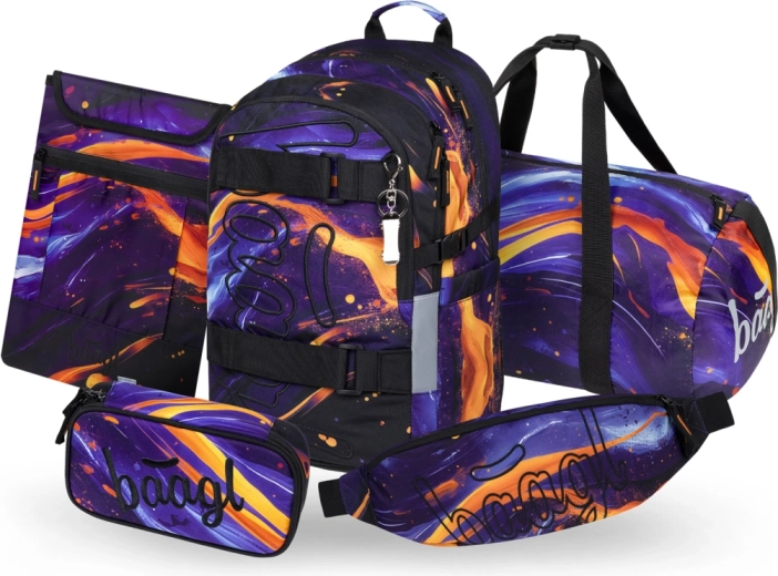 Baagl училищен комплект Skate Vibe – раница, несесер, спортна чанта, чанта за кръста и калъф за лаптоп (GRS)