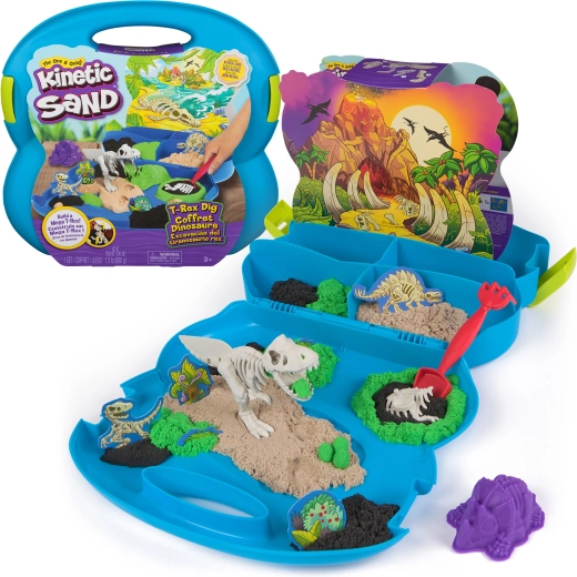Kinetic Sand T-Rex Excavation Kit in a Carrying Case