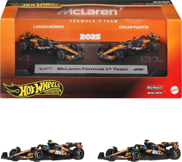 Hot Wheels Premium McLaren Formula 1 2025 – metal models of Lando Norris and Oscar Piastri - 2 pcs