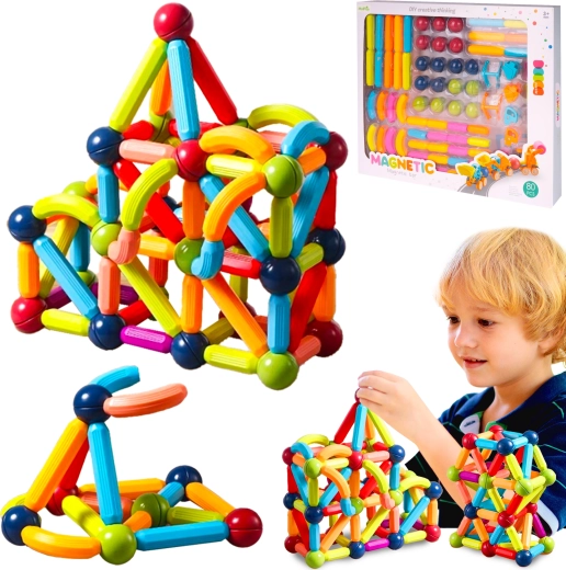 Magnetic 3D Building Set, 80 Pieces