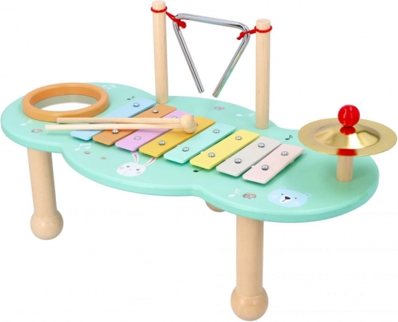 Kids' musical table with xylophone, triangle and cymbal
