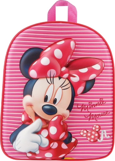 Children’s 3D Minnie Mouse Backpack, Pink Striped, 31 cm