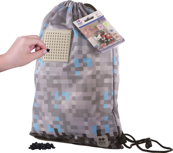 Pixie Crew Minecraft Drawstring Backpack Gray-Blue