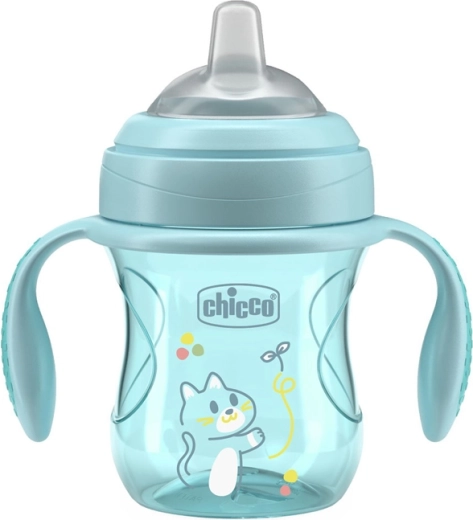 Chicco transition training cup with handles, teal, 200 ml, 4m+