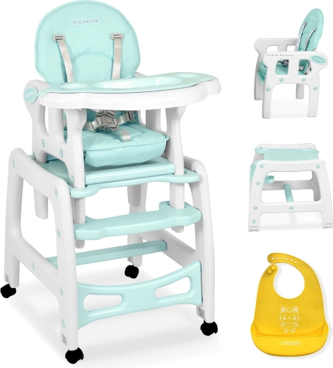 Детско столче за хранене 5в1 RICOKIDS Sinco – тюркоазено
