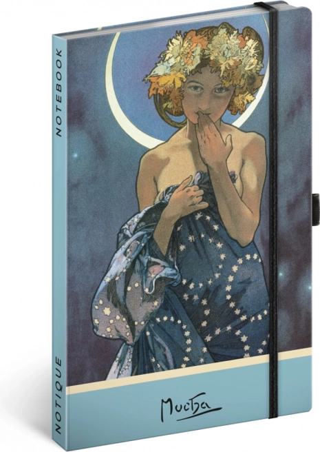 Бележник Alfons Mucha – Luna, точкова разпечатка 13 × 21 см