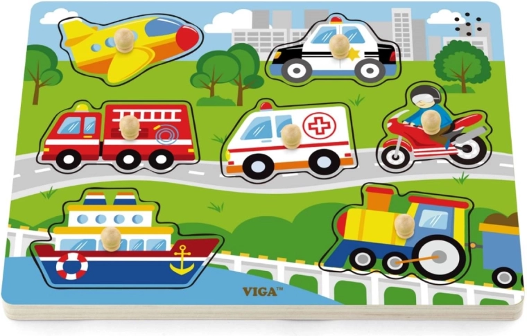 Wooden Sound Puzzle Transport Vehicles Viga