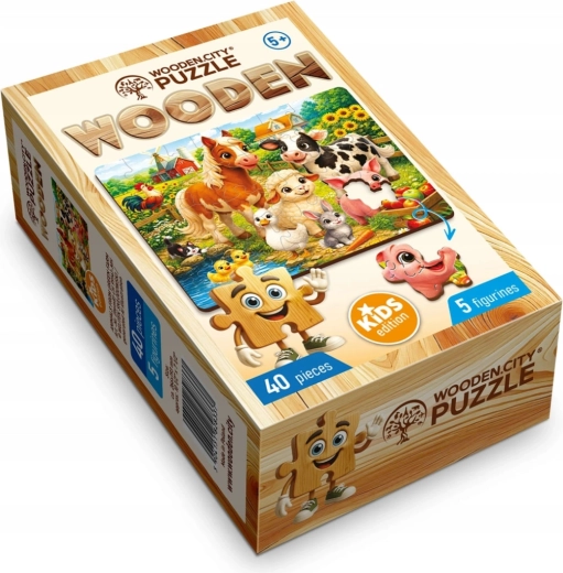 WOODEN CITY Wooden Puzzle Green Farm Animals 40 Pieces