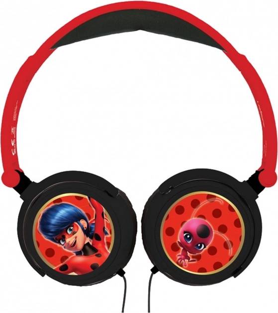 Детски сгъваеми жични слушалки Miraculous: Калинката и Черният котарак (85 dB, 3,5 мм жак)