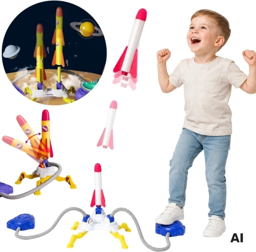 Woopie Double Foam Rocket Launcher - 6 pcs