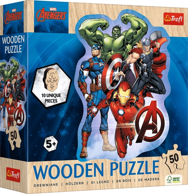 Дървен контурен пъзел AVENGERS – 50 части